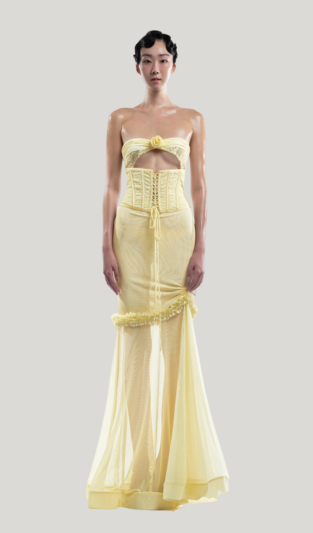 Bandeau Sütyenli Hollow Out Uzun Elbise