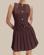 Bordo Kolsuz Mini Elbise