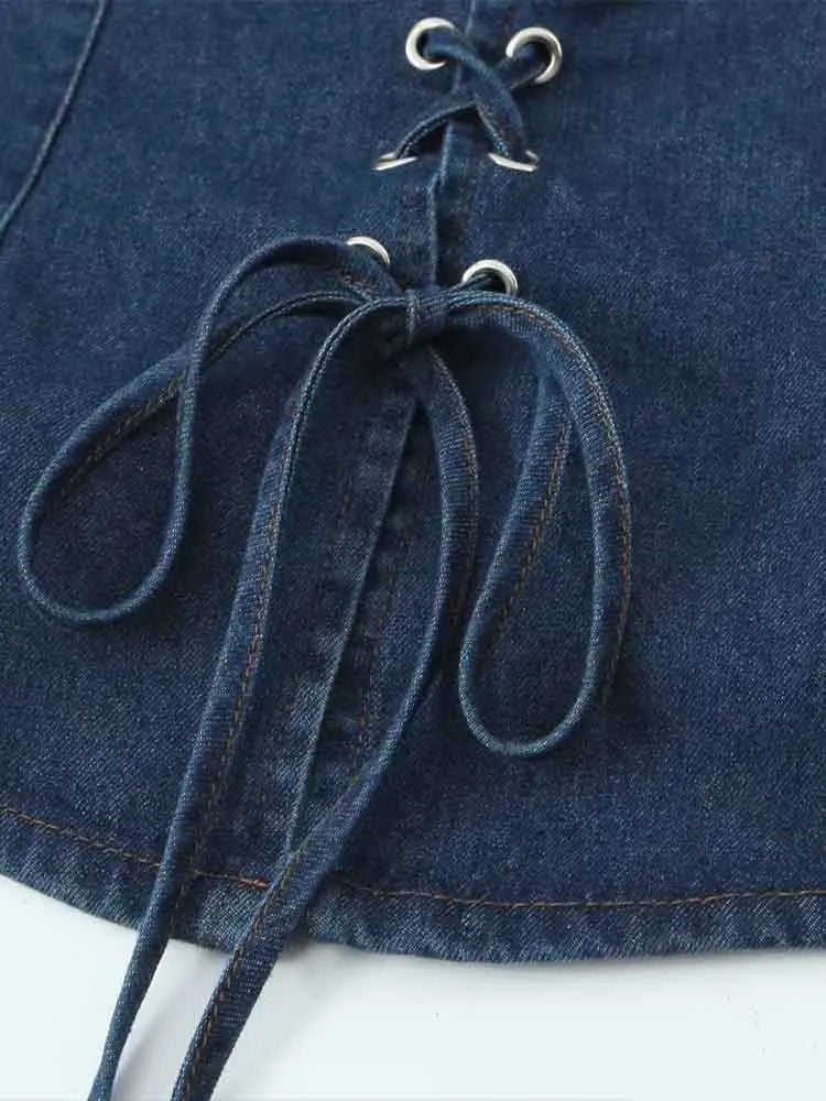 Yıkanmış Denim Kolsuz Yelek