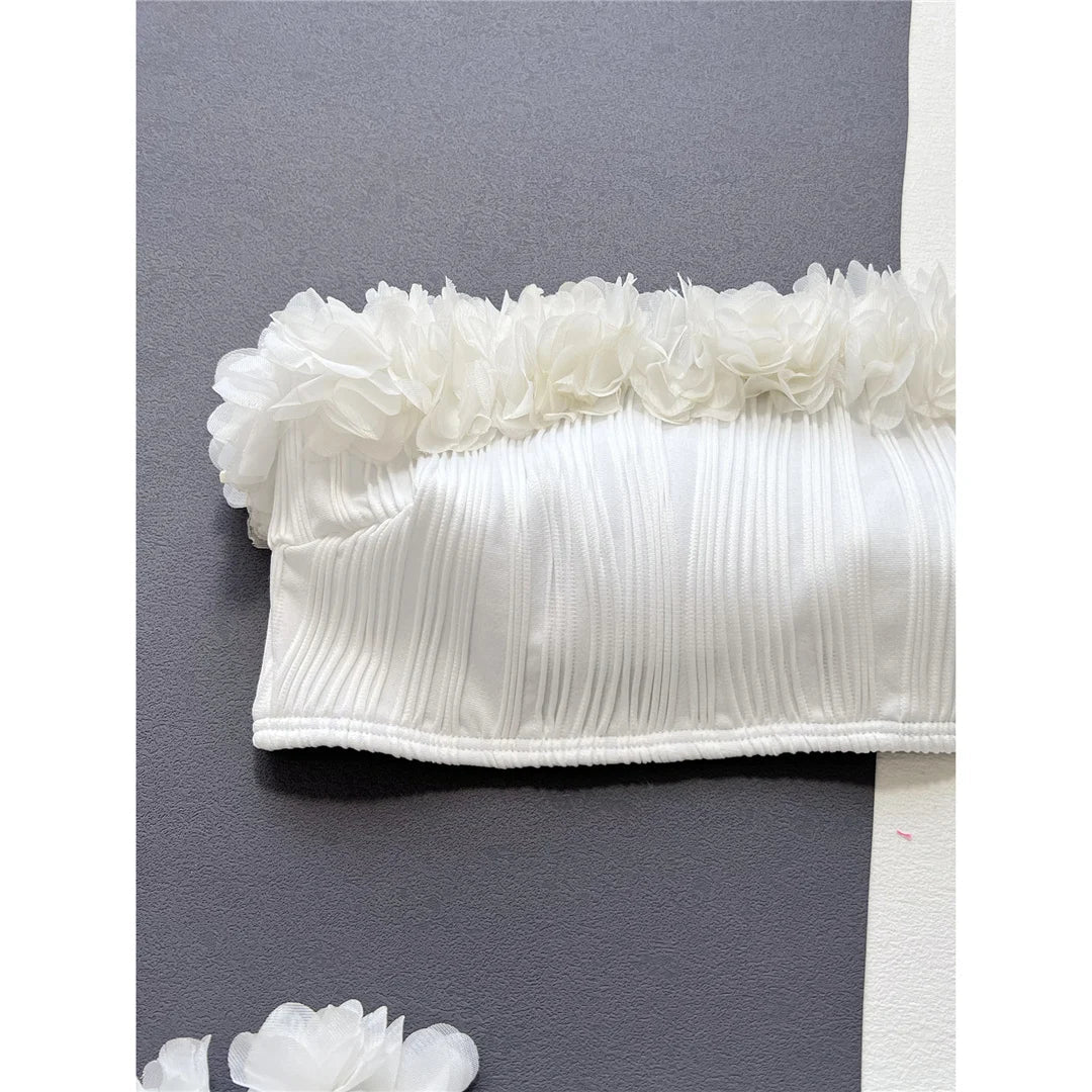 Bandeau Fırfırlı Bikini Takımı