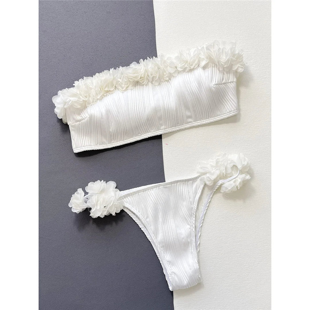 Bandeau Fırfırlı Bikini Takımı