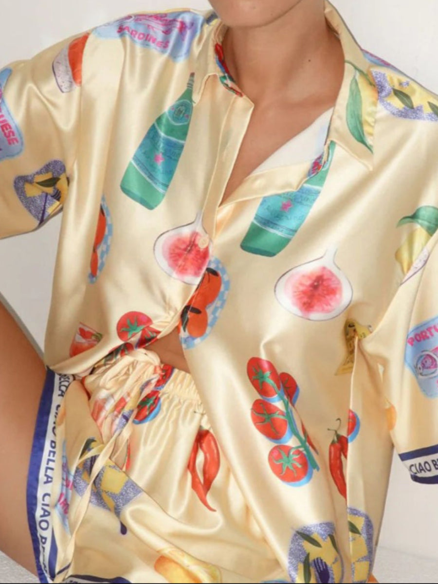 Meyve Desenli Şortlu Takım