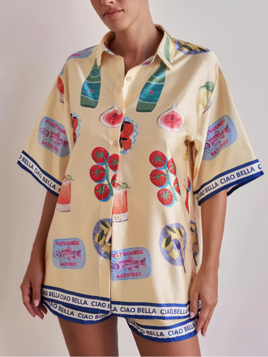 Meyve Desenli Şortlu Takım