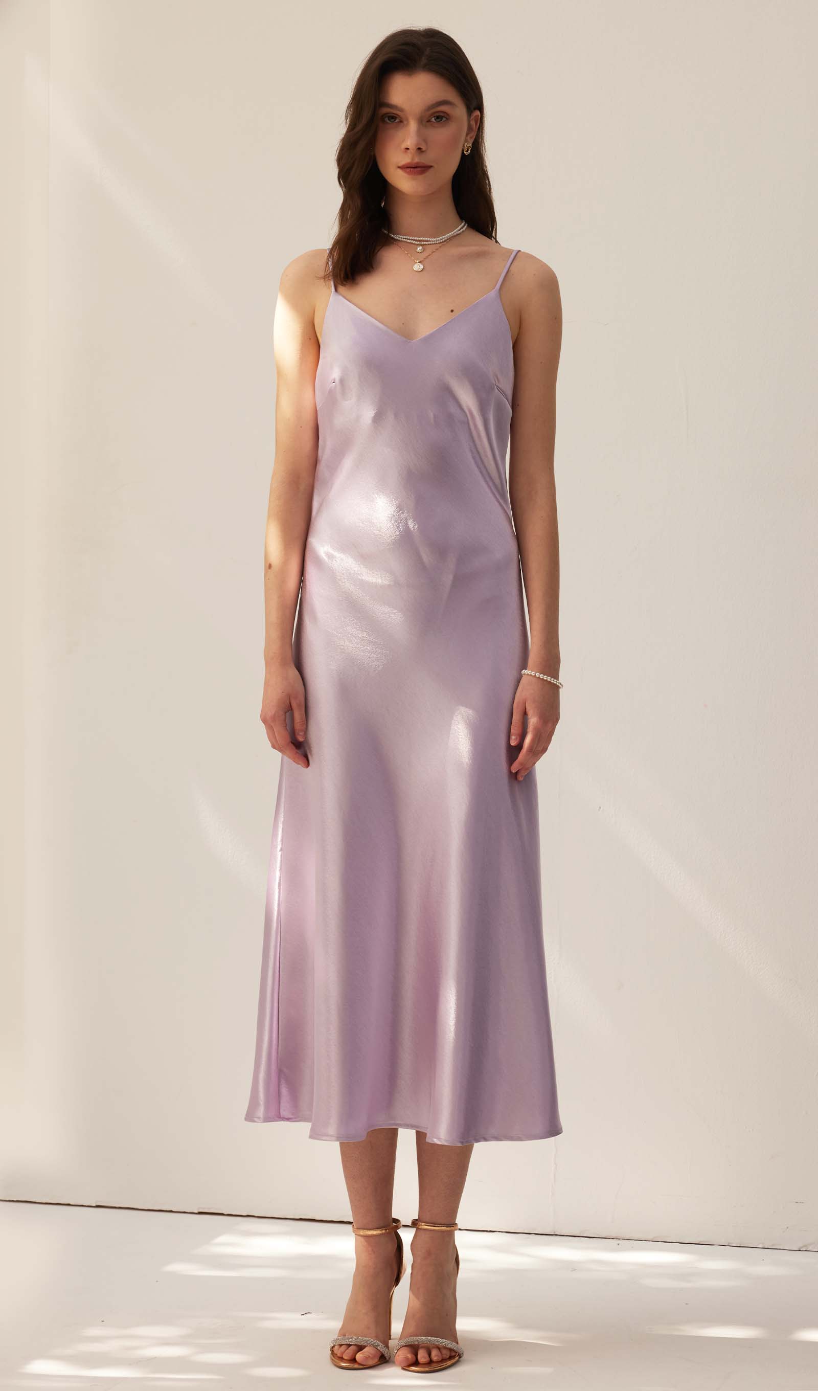 Saten Yelek Midi Elbise