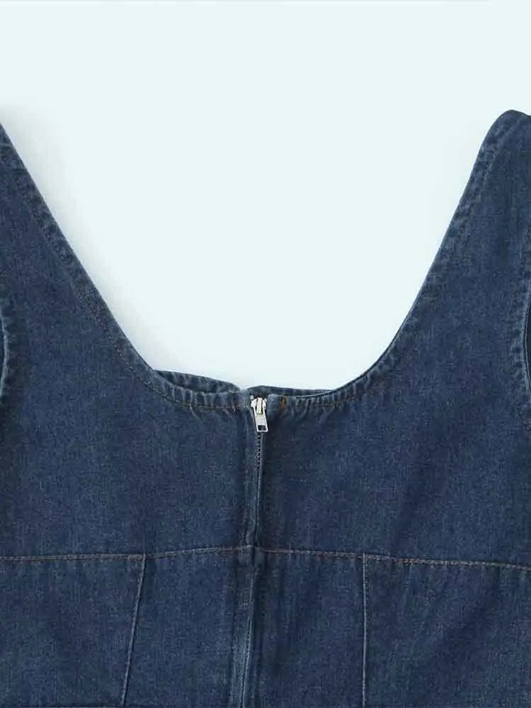 Yıkanmış Denim Kolsuz Yelek