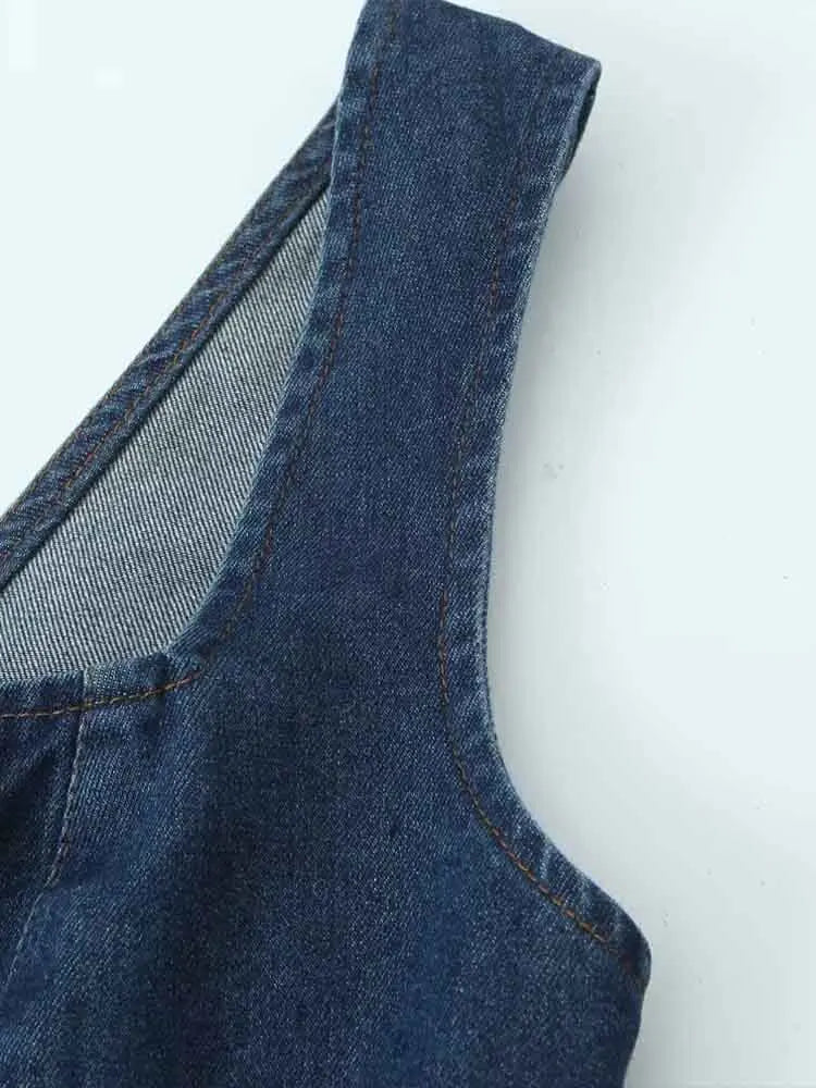 Yıkanmış Denim Kolsuz Yelek