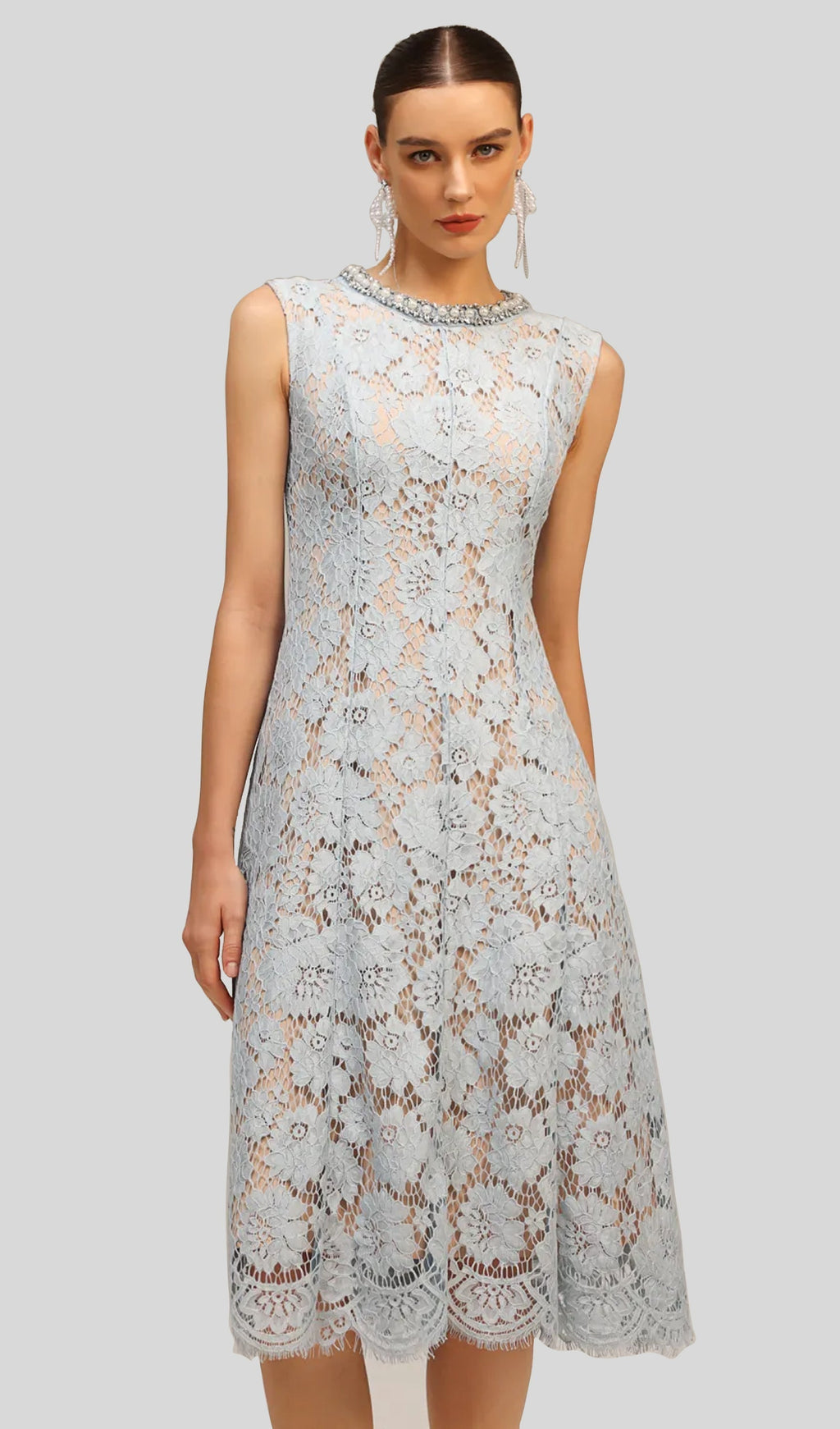 Kolsuz Elmas İnci Midi Elbise