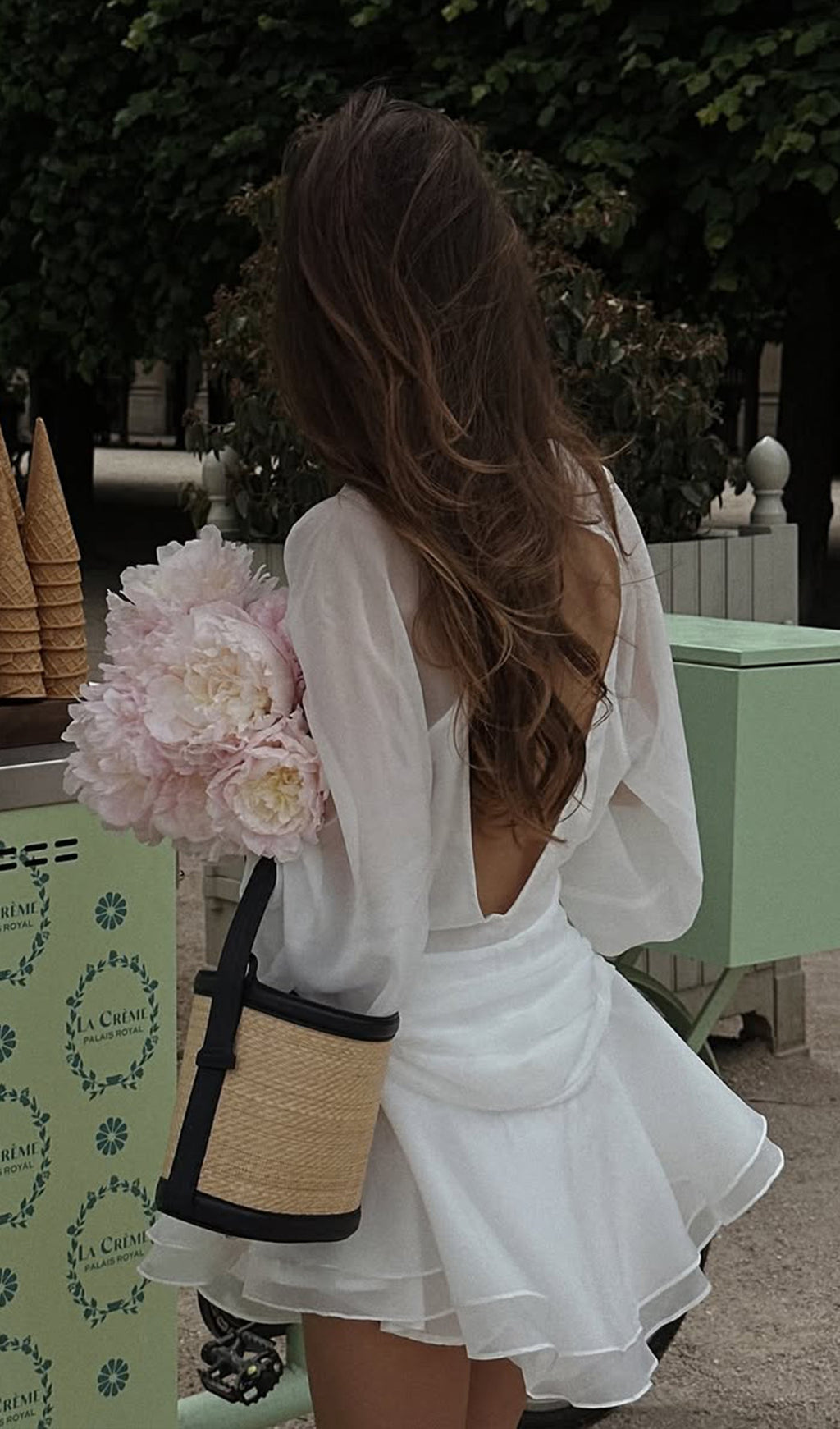 Beyaz Düz Fener Kollu Mini Elbise