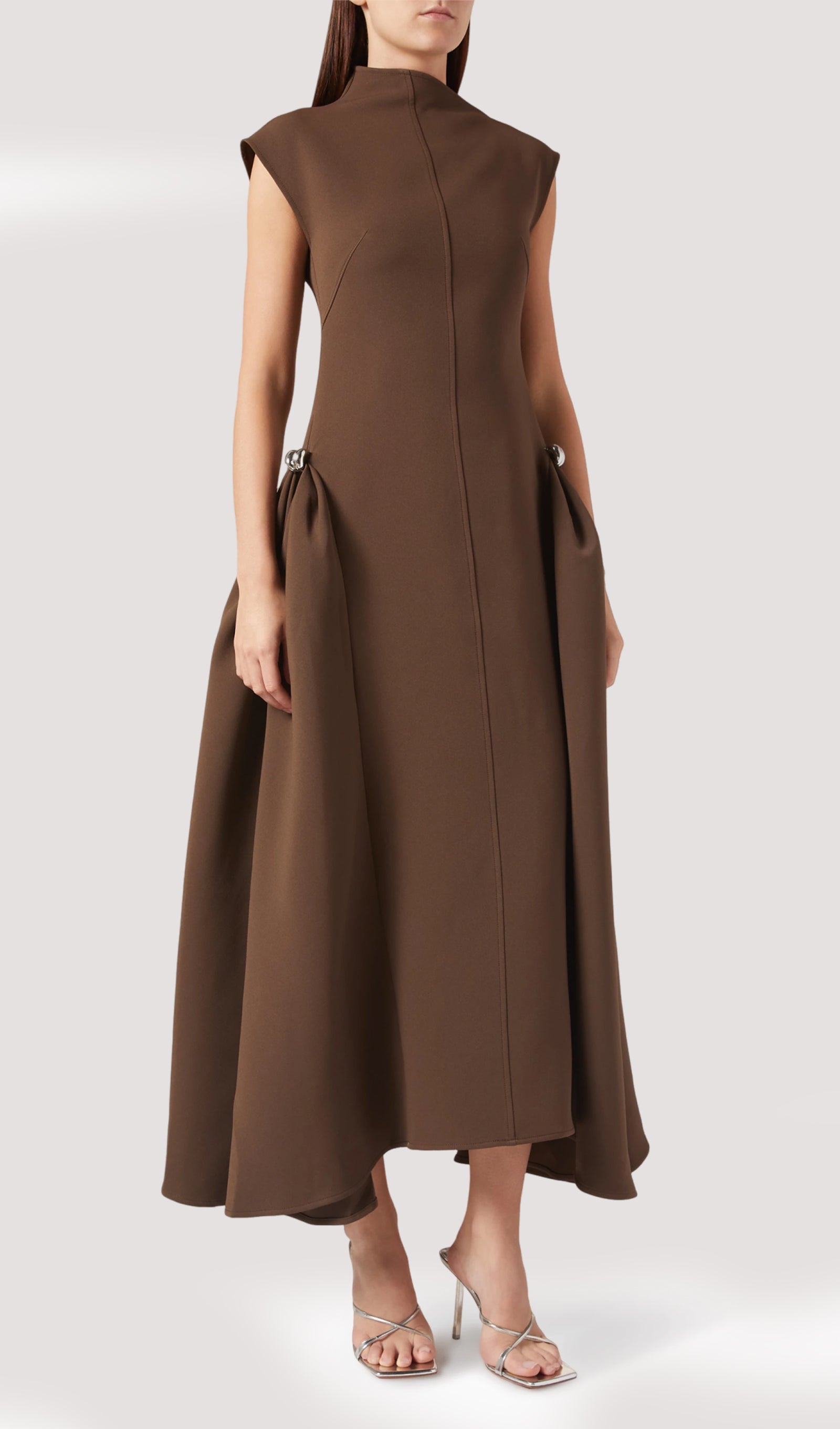 Düz Twill Takım Elbise Midi Elbise