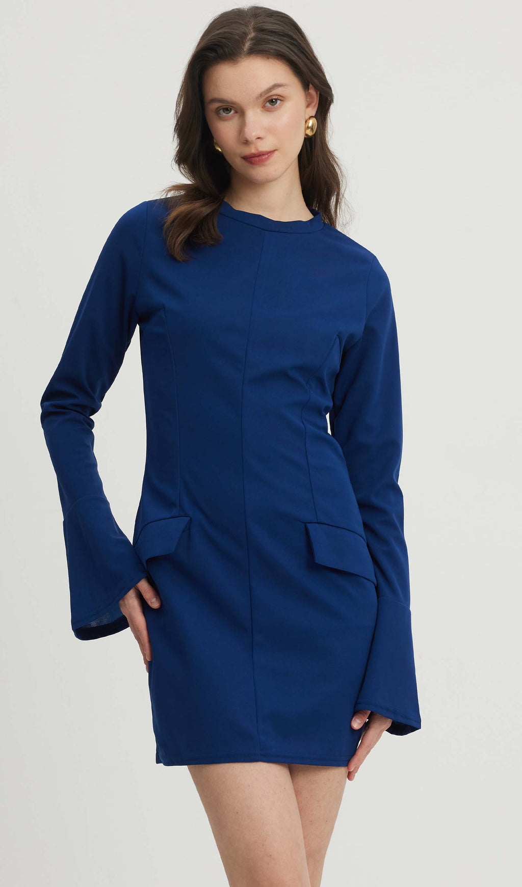 Düz İnce Kalçaya Oturan Mini Elbise