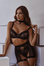 EROTIC Beş Parça İç Giyim Takımı - Siyah