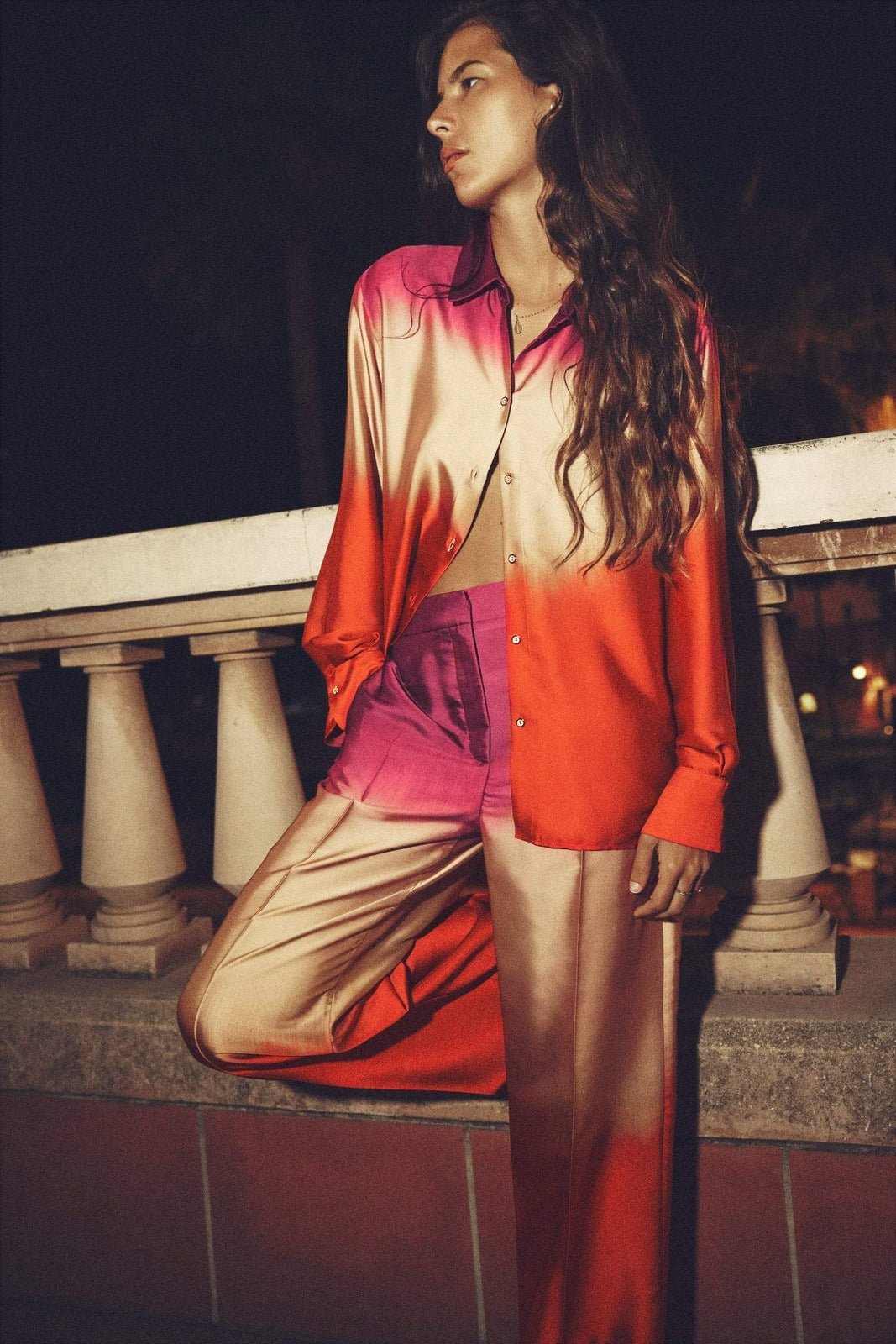 Degrade Baskılı Saten Takım