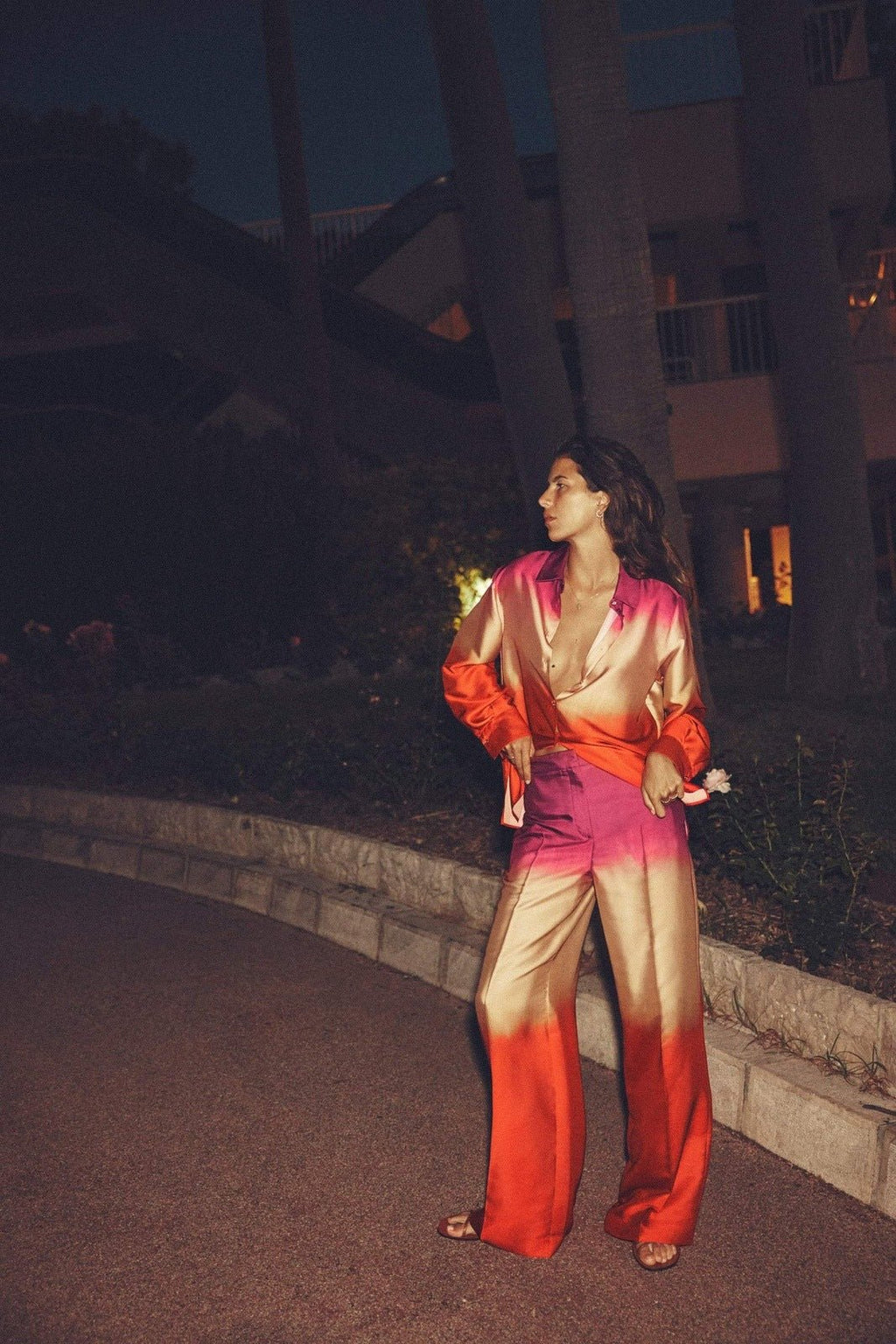 Degrade Baskılı Saten Takım