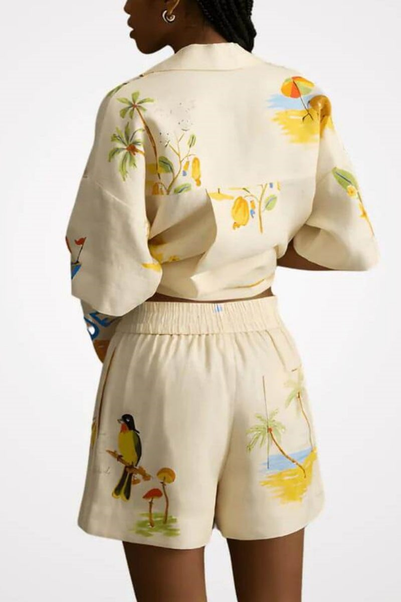 Bohem Çiçekli Şort Takımı