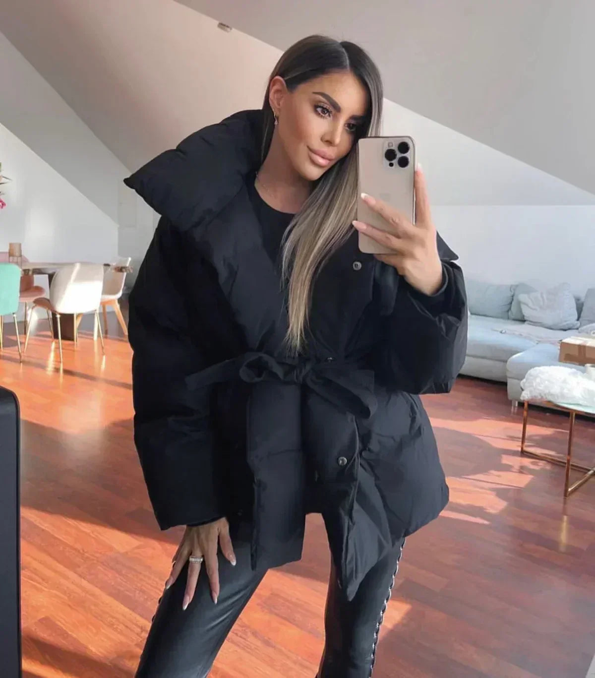 Julianna - Kemerli kapitone lüks ceket