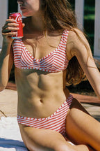 Giselle Destekli Bikini Üstü / Kırmızı Jakarlı