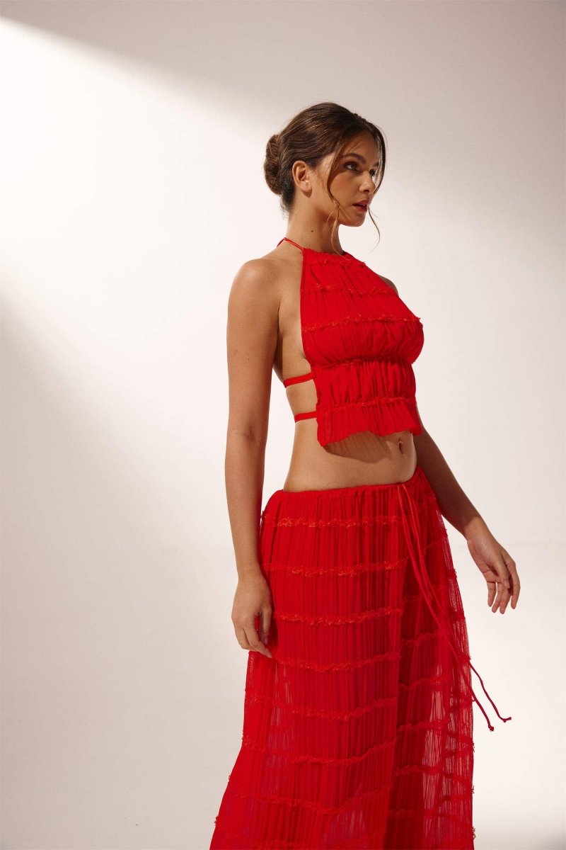 Rosalie Sırt Dekolteli Takım - Kırmızı