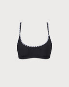 Siyah Kontrast Fitilli Bikini Üstü