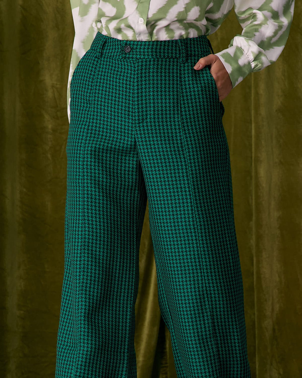 Yeşil Kazayağı Geniş Paça Pantolon