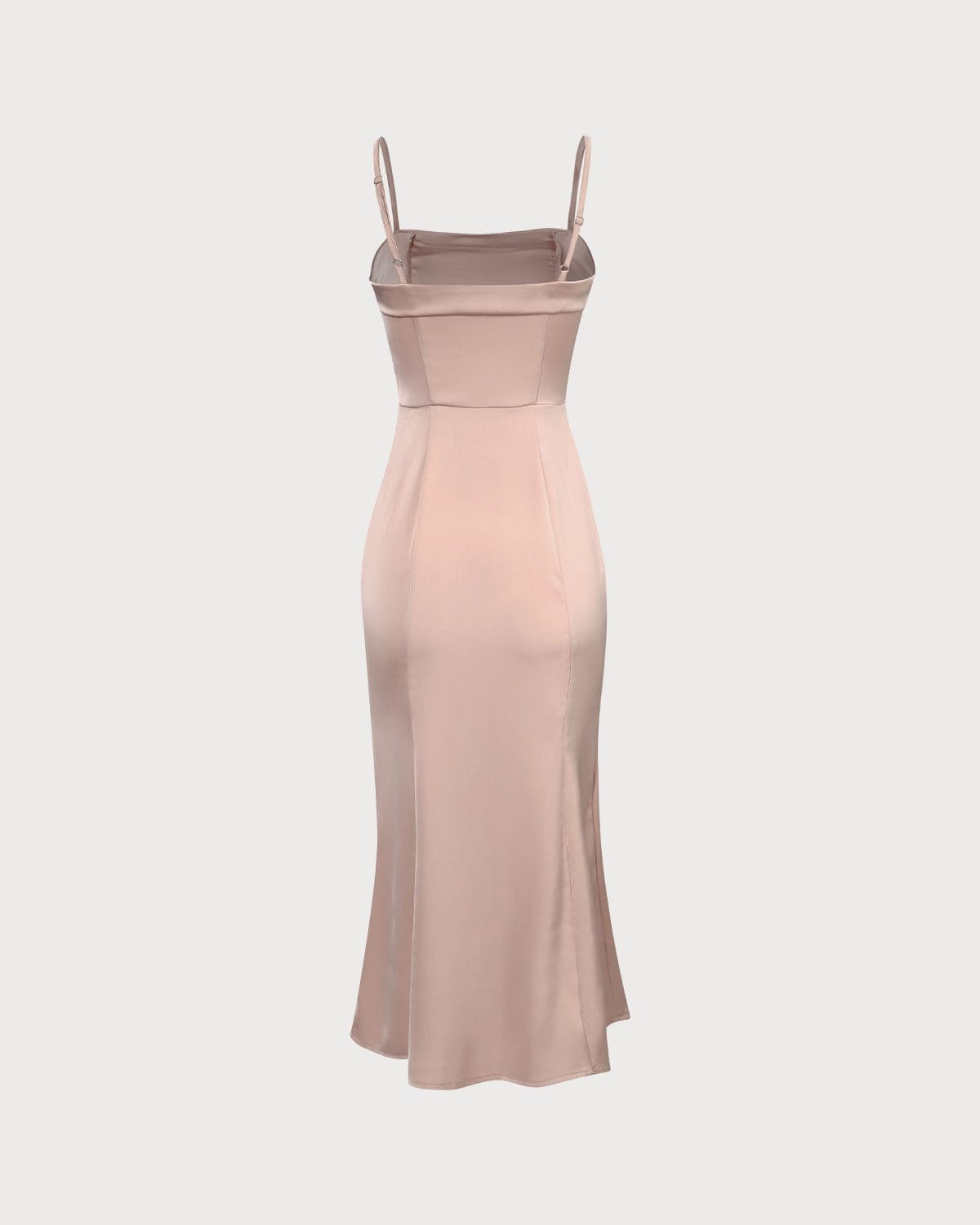 Pembe Bodycon Saten Cami Midi Elbise