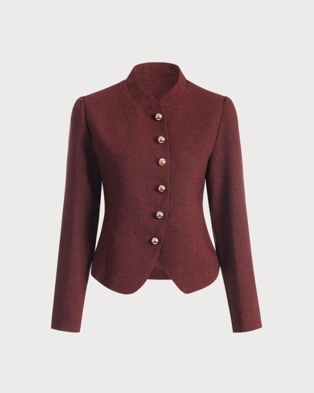 Bordo Retro Tek Sıra Düğmeli Tüvit Ceket