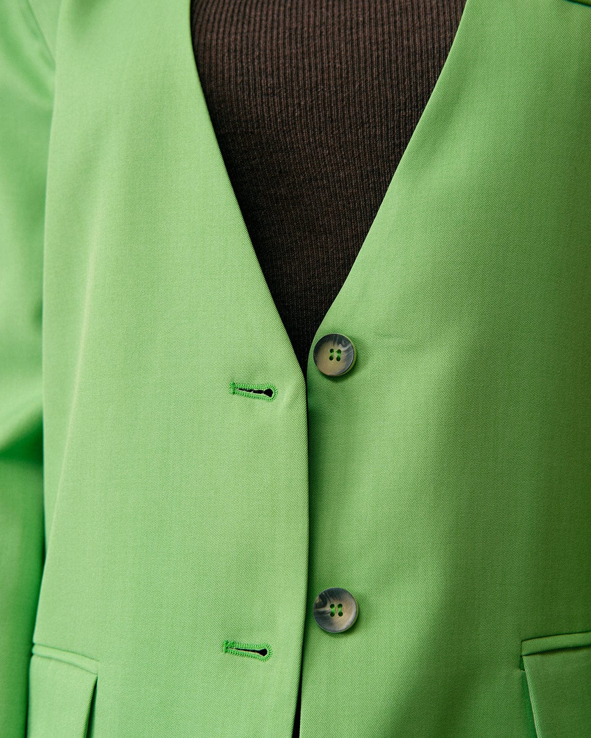 Düz V Yaka Düğmeli Blazer