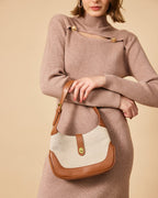 Renkli Blok Twist Kilitli Hobo Çanta