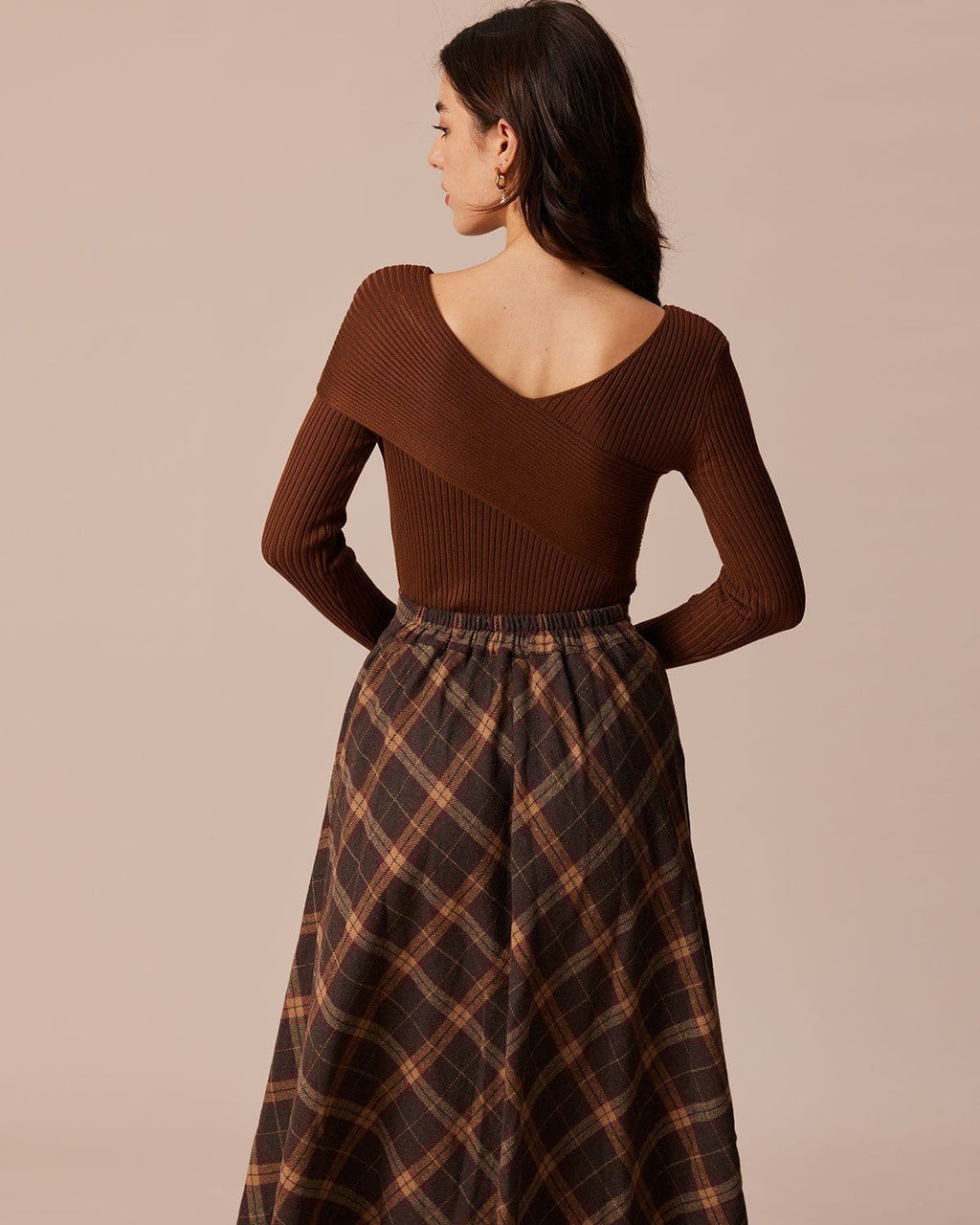 The Coffee V Yaka Çapraz Anvelop Örgü Üst