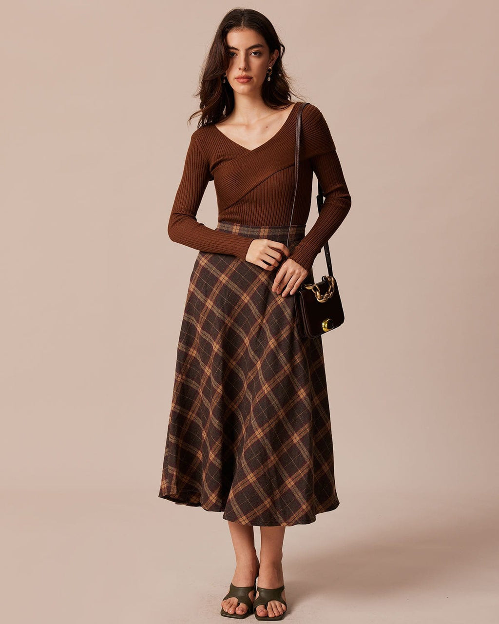 The Coffee V Yaka Çapraz Anvelop Örgü Üst