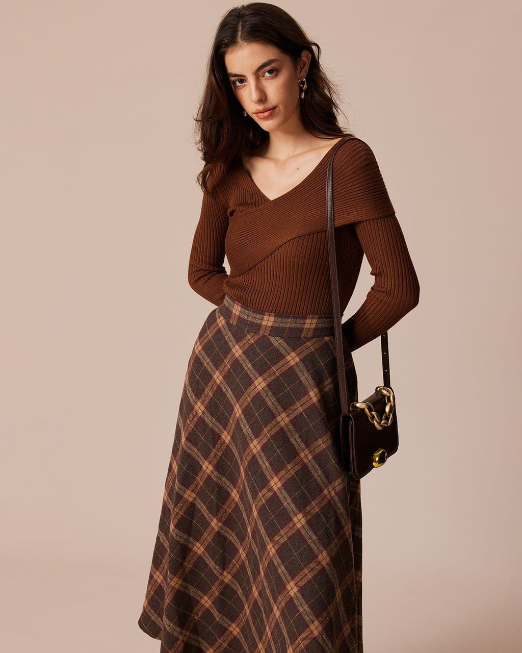 The Coffee V Yaka Çapraz Anvelop Örgü Üst