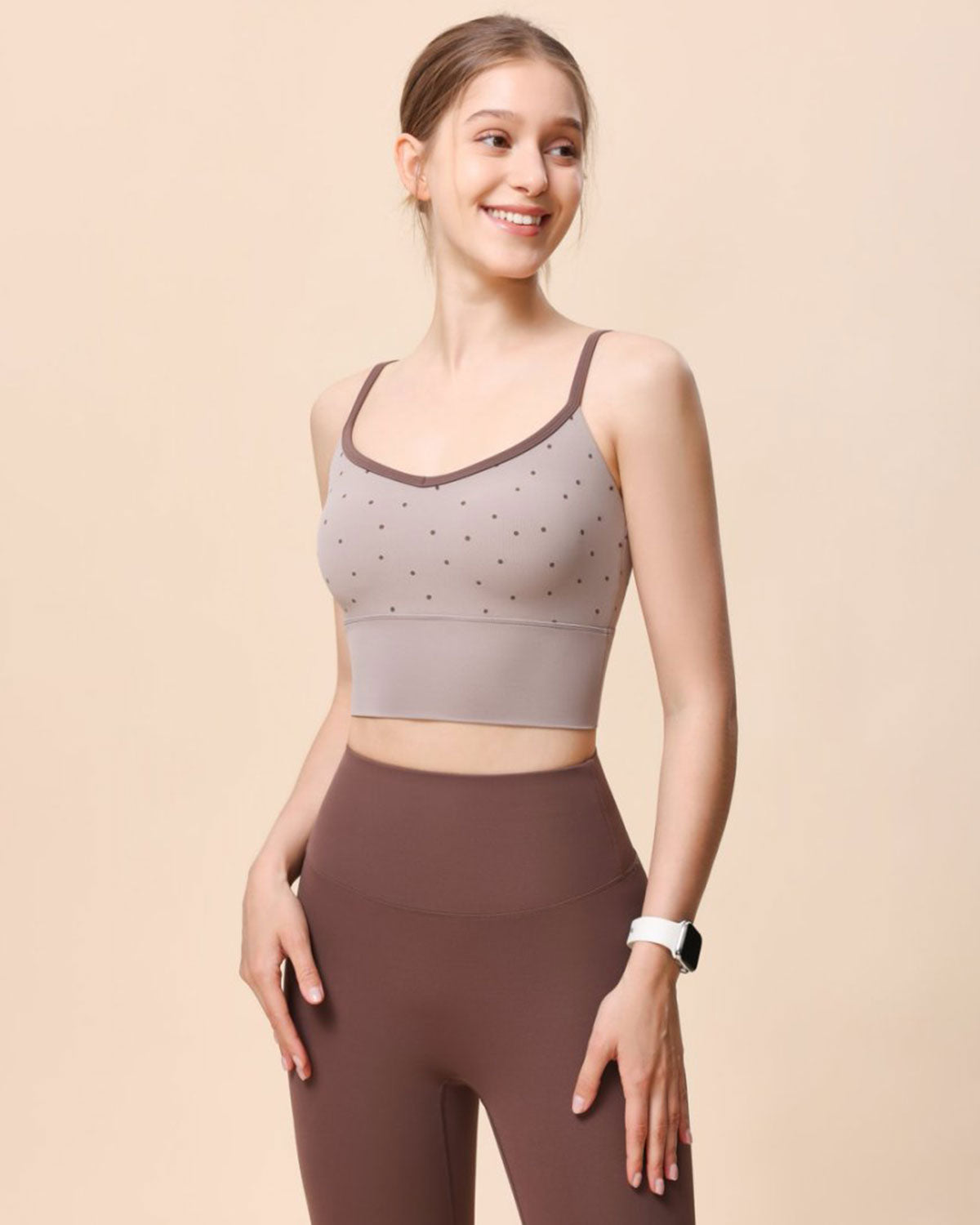 Kahve V Yaka Yoga Atlet - Hafif Destek