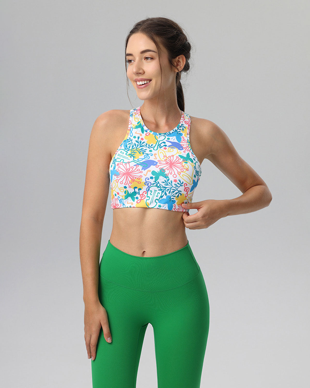 Çiçekli X-Cross Kolsuz Bluz