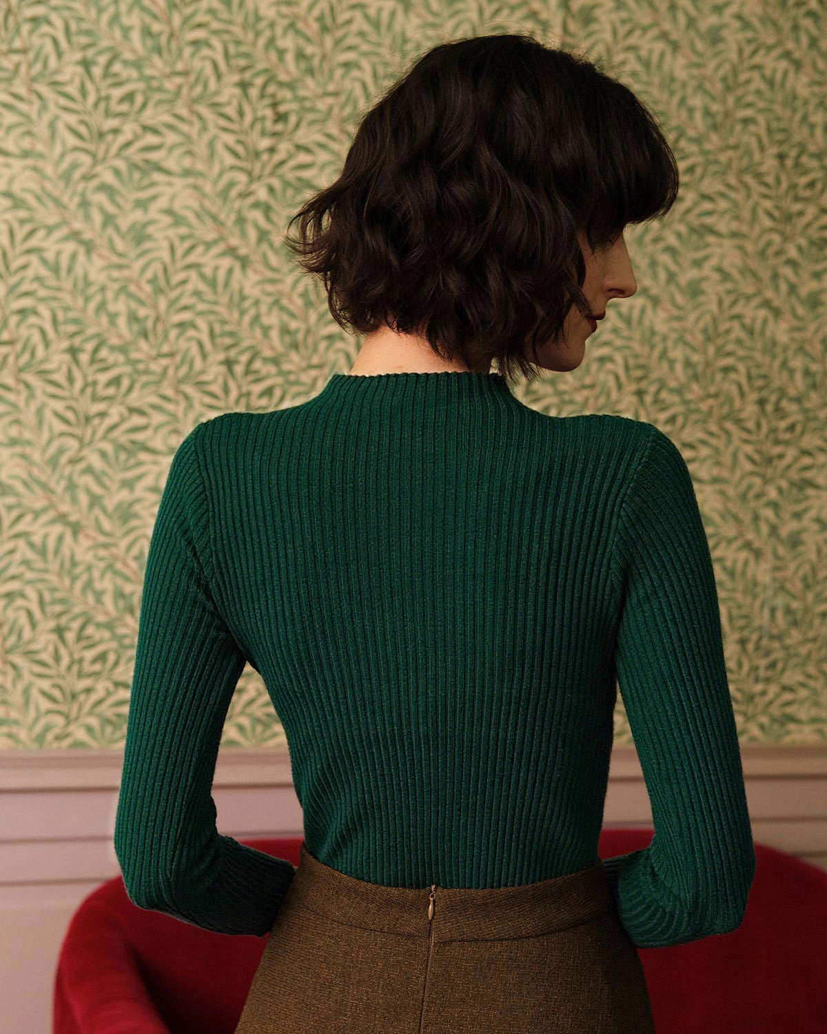 Yeşil Yakalı Ribana Örgü Kazak