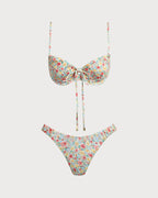 Yeşil Çiçekli Twist Bikini Takımı