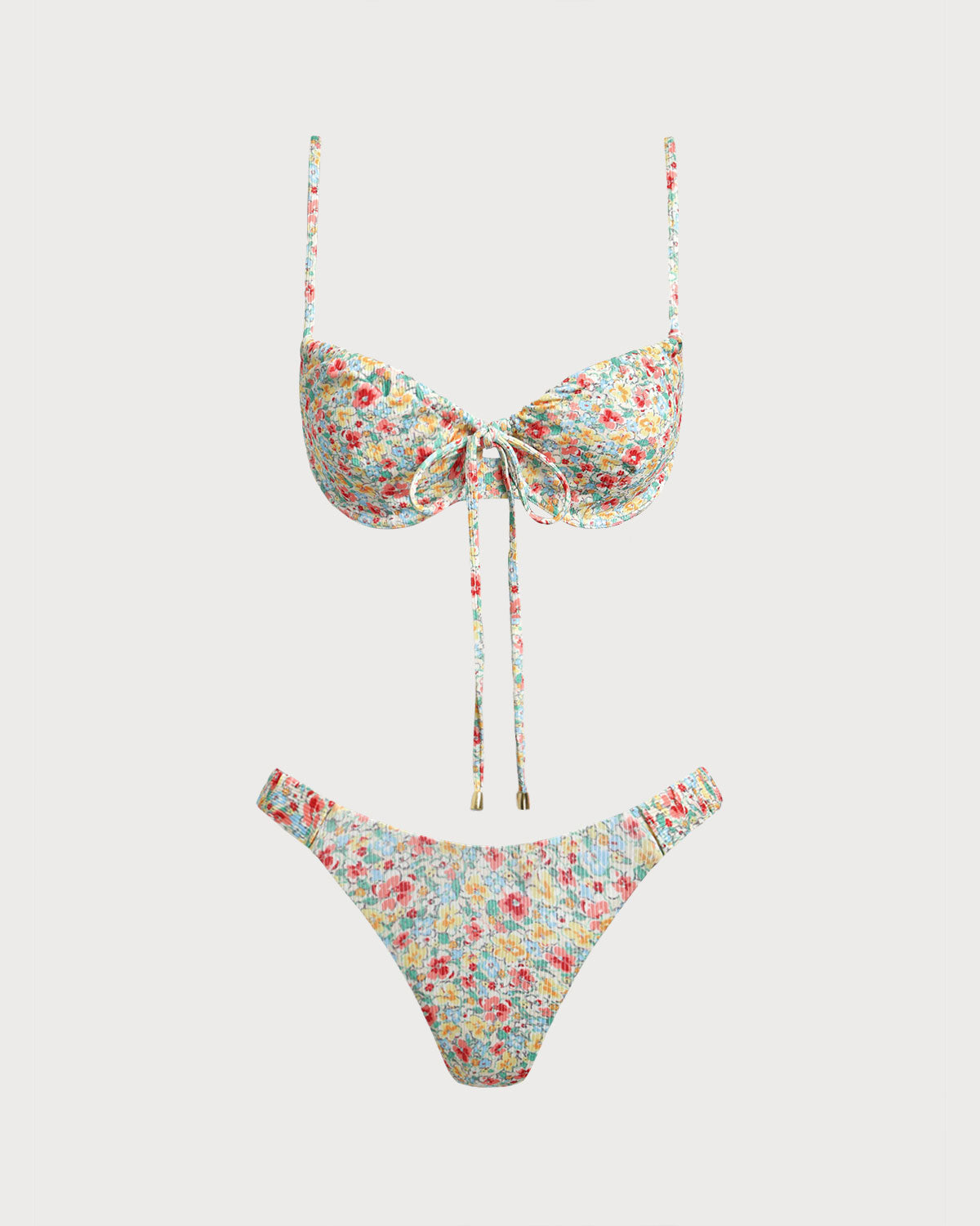 Yeşil Çiçekli Twist Bikini Takımı