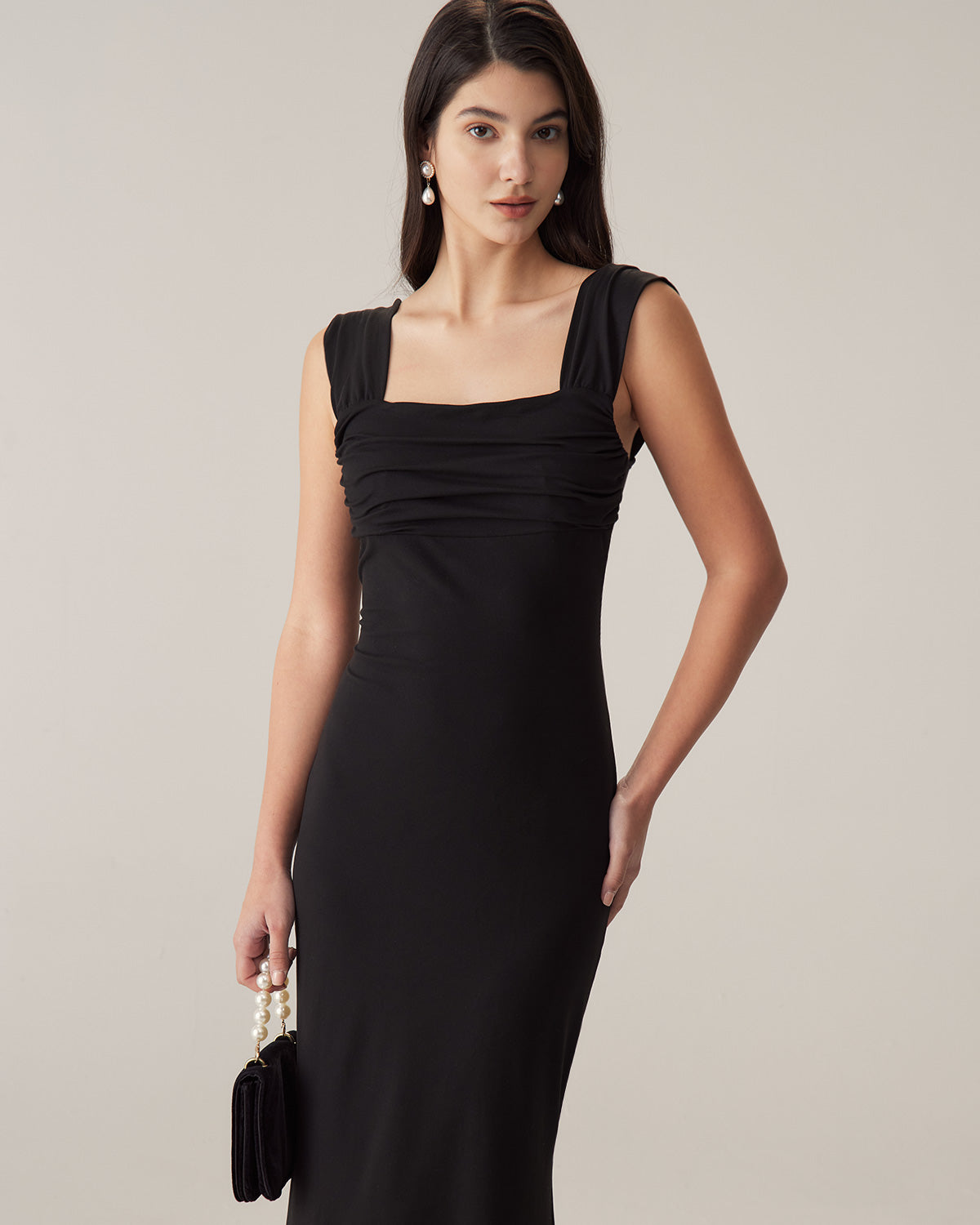Siyah Dantelli Trompet Slip Maxi Elbise