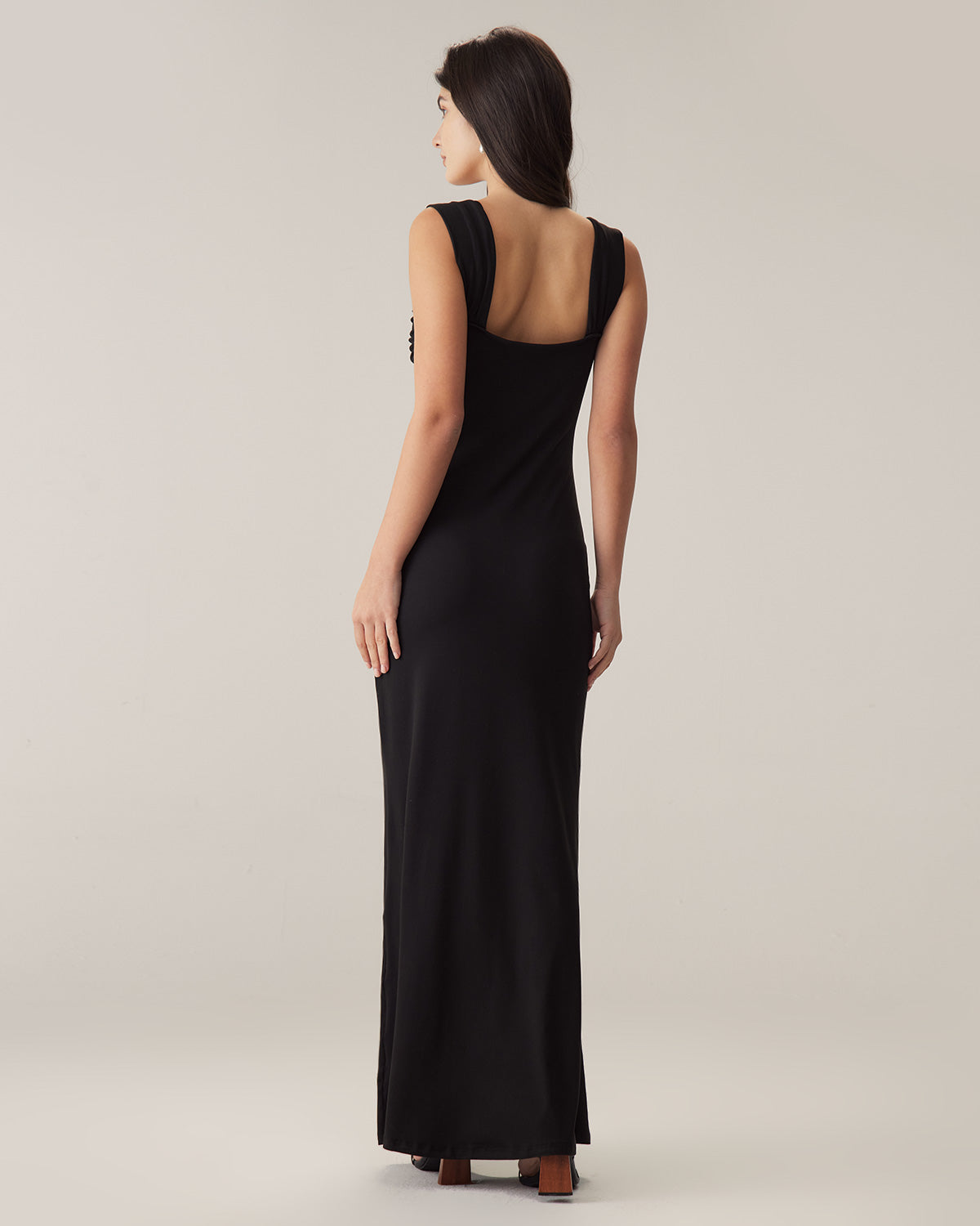 Siyah Dantelli Trompet Slip Maxi Elbise