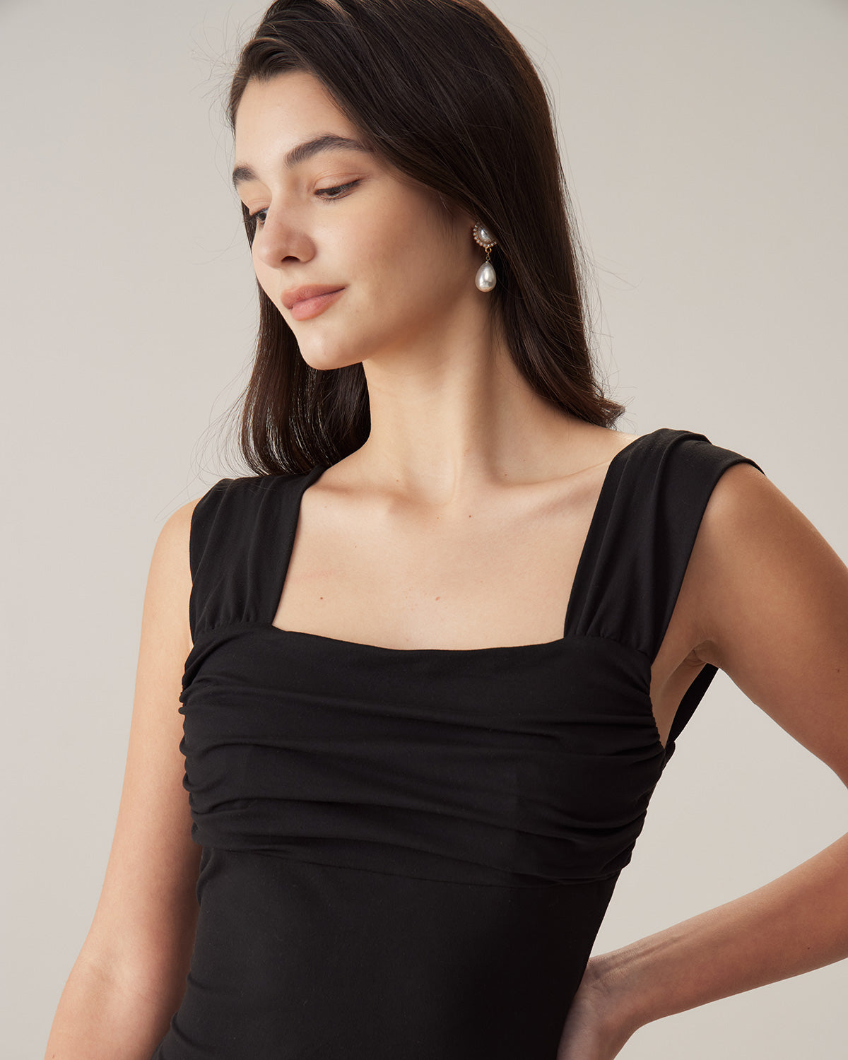 Siyah Dantelli Trompet Slip Maxi Elbise