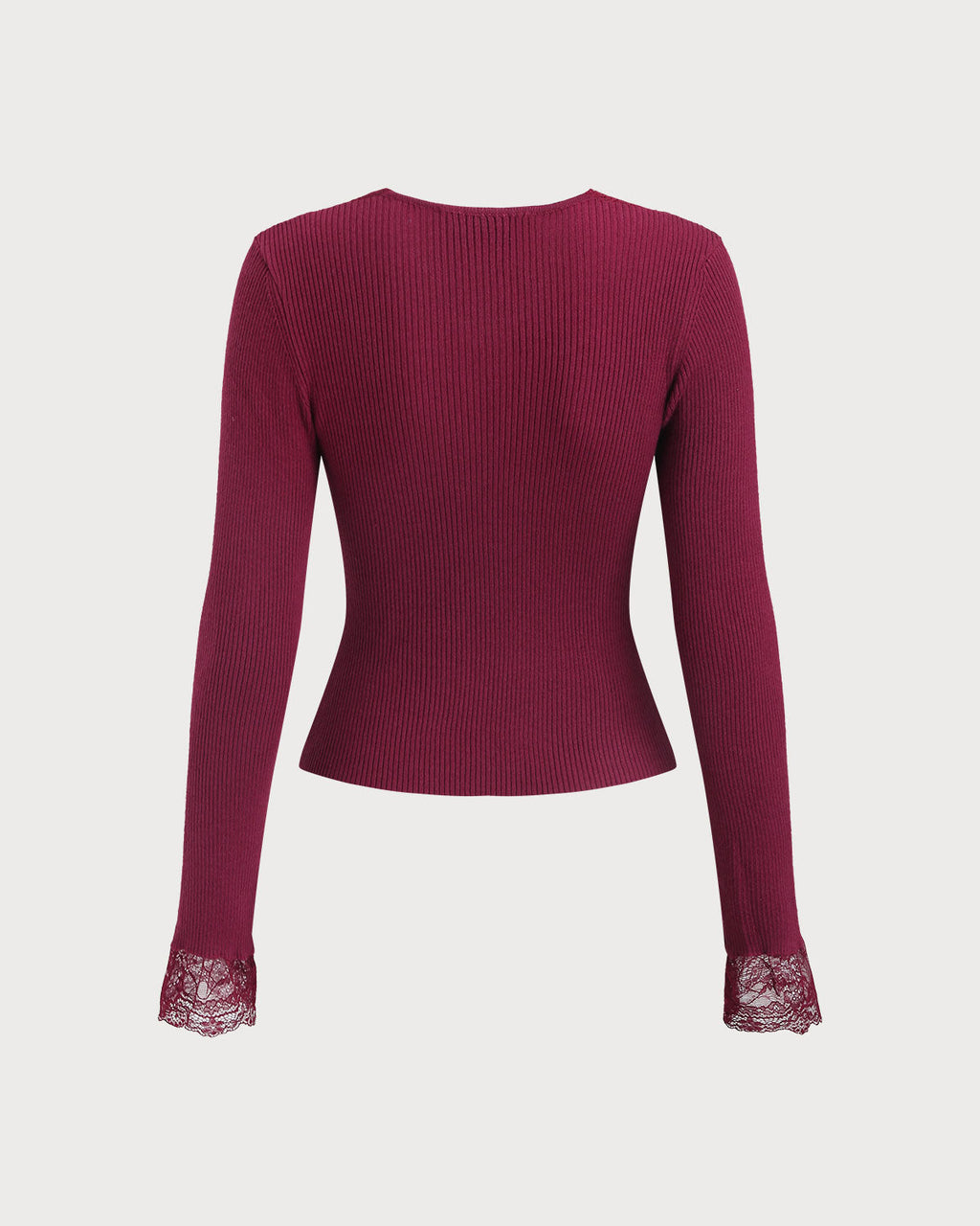 Şarap Kırmızısı V Yaka Ribana Örgü Kazak