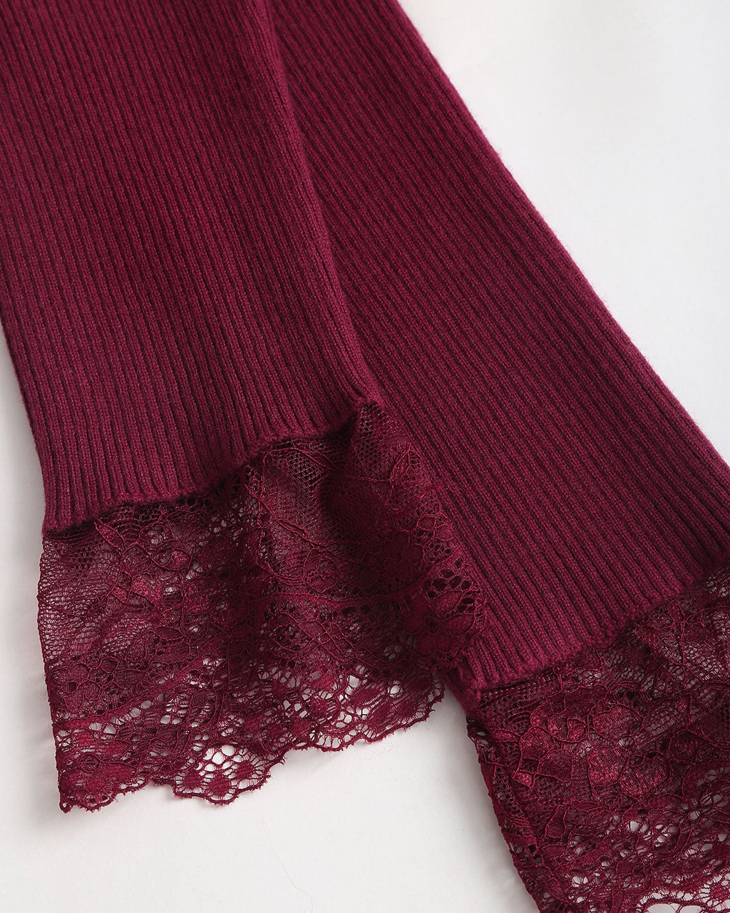 Şarap Kırmızısı V Yaka Ribana Örgü Kazak