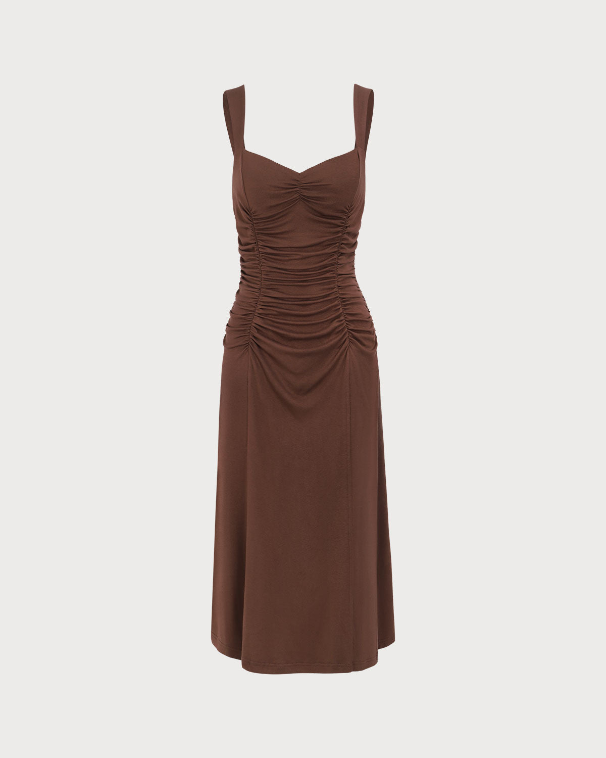 Kadın Kahve Dantelli Örme Slip Midi Elbise