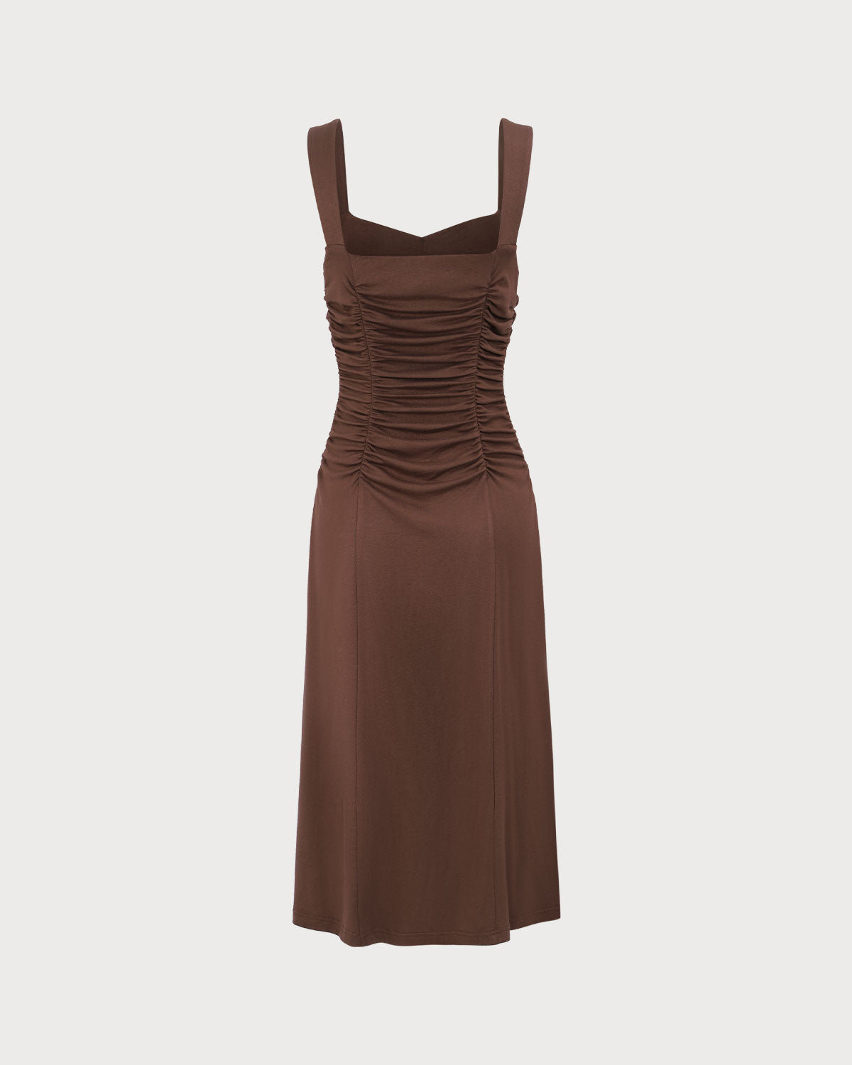 Kadın Kahve Dantelli Örme Slip Midi Elbise
