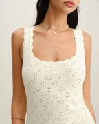 Kare Yaka Slip mini Elbise