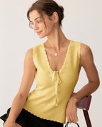 Sarı V Yaka Örgü Atlet