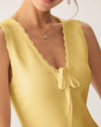 Sarı V Yaka Örgü Atlet