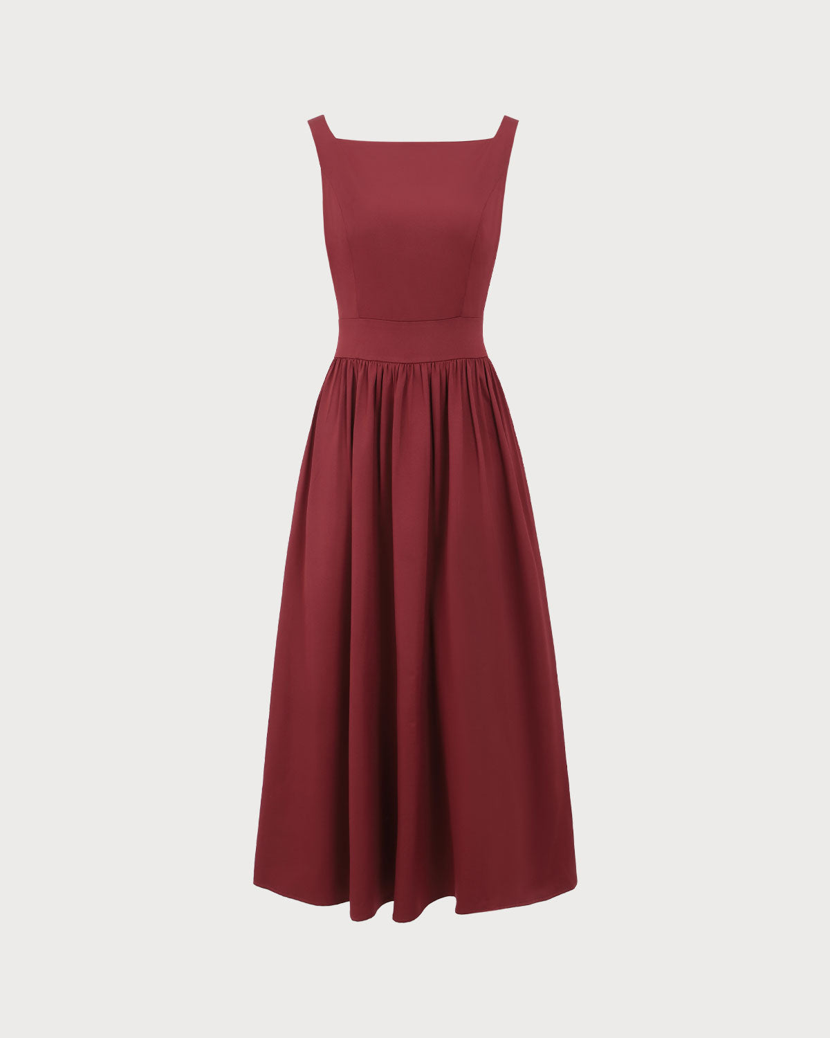 Şarap Kırmızı Saten Slip Maxi Elbise