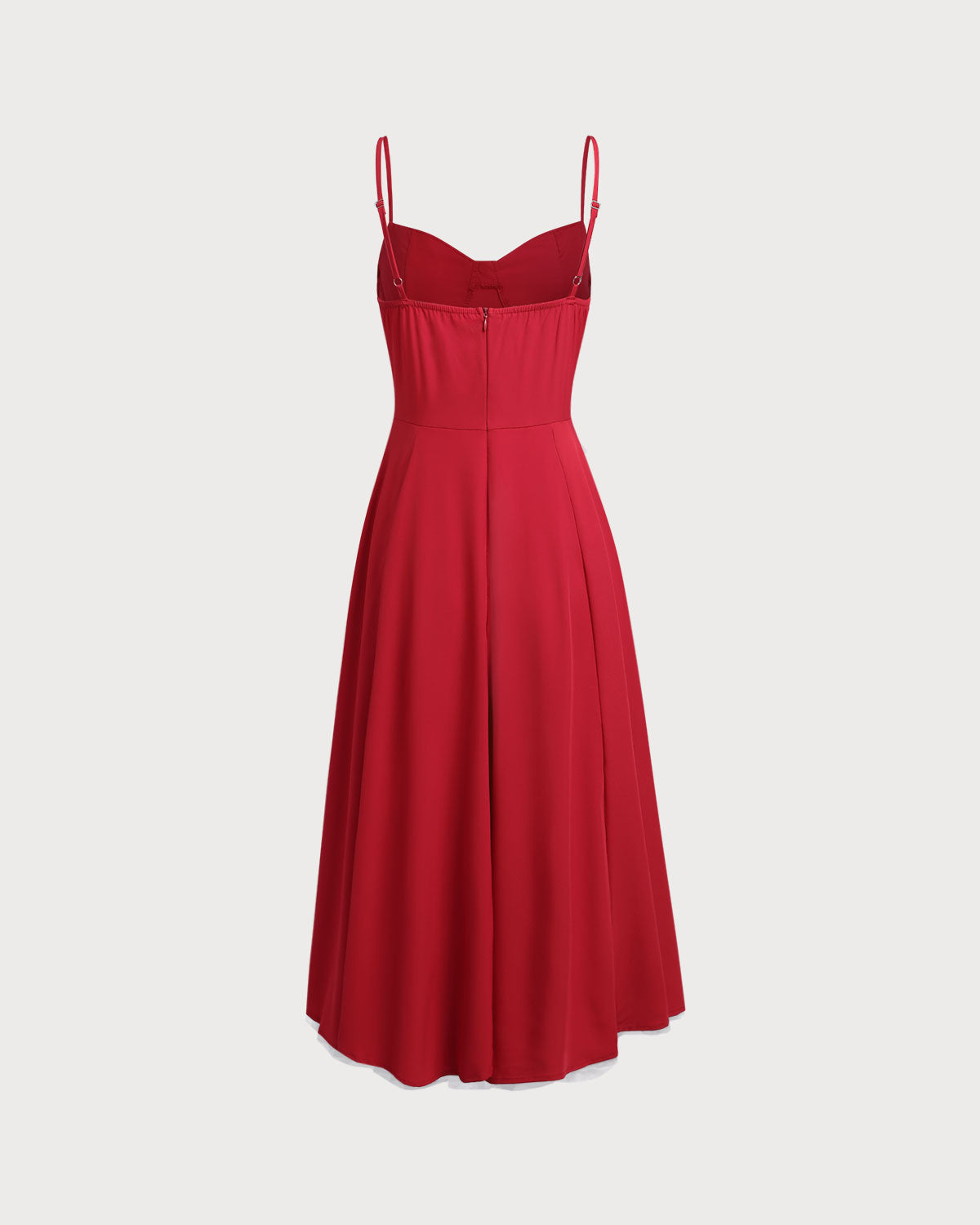 Kırmızı Kalp Yaka Slip Maxi Elbise