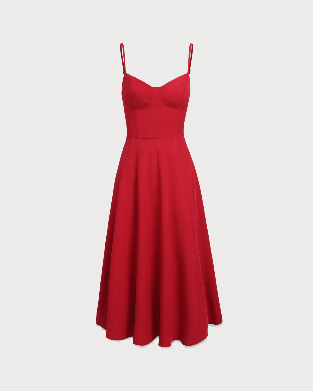 Kırmızı Kalp Yaka Slip Maxi Elbise