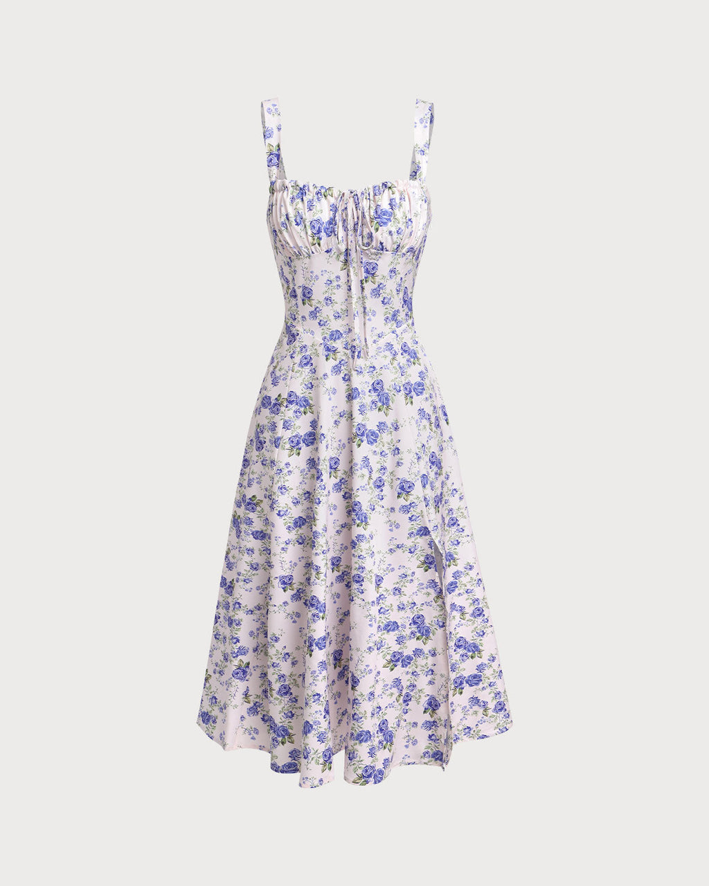 Beyaz Çiçekli Dantelli Slip Midi Elbise