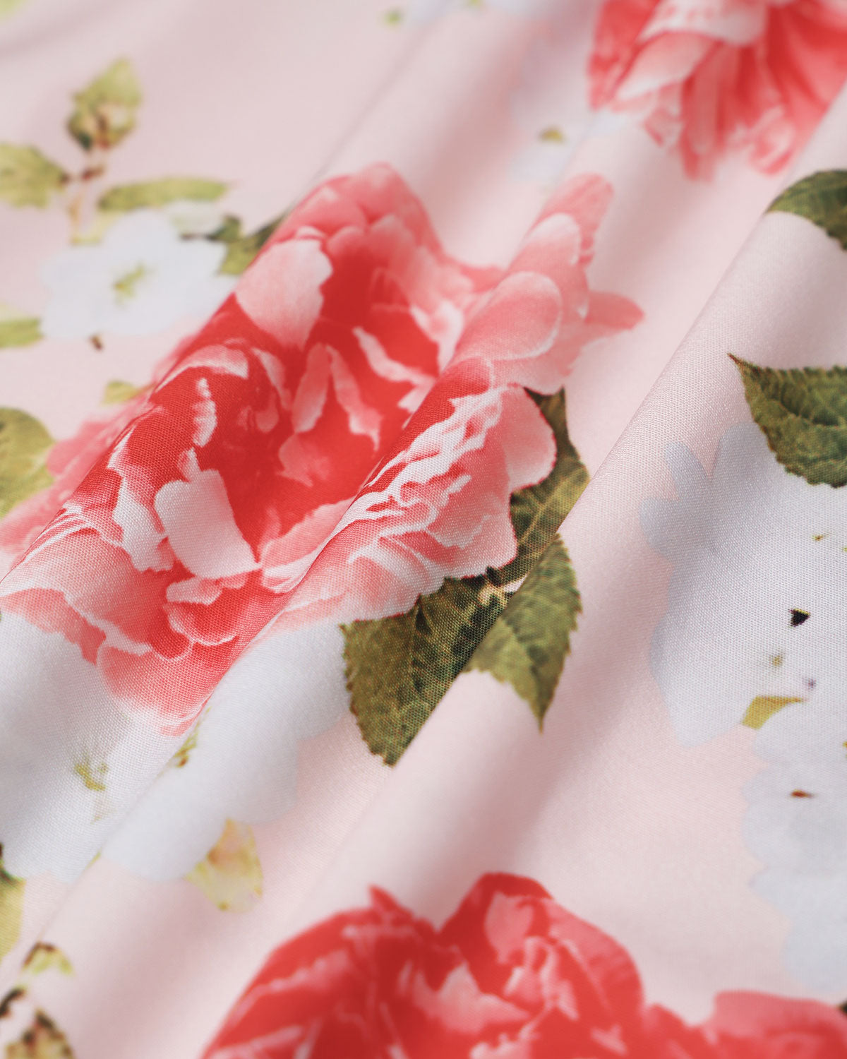 Pembe Çiçekli Kare Yaka Yırtmaçlı Slip Midi Elbise